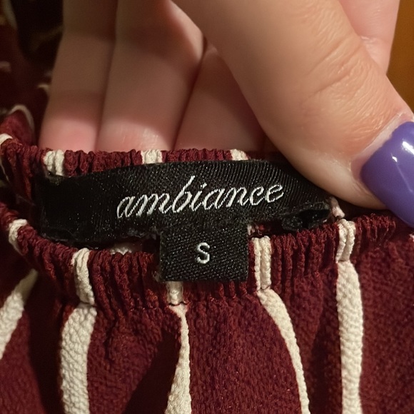 Ambiance Striped Off the Shoulder  Romper - Picture 3 of 6